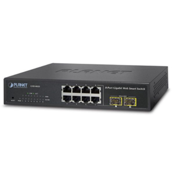 GSD-802S  8-Port 10/100/1000Mbps with 2 shared SFP Web Smart Gigabit Switch