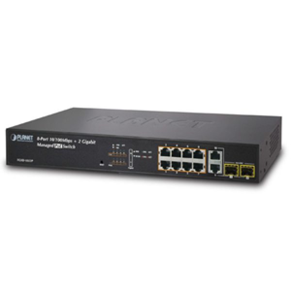 FGSD-1022HP SNMP Managed 8-Port 802.3at high power PoE Fast Ethernet Switch + 2-Port Gigabit (200W)