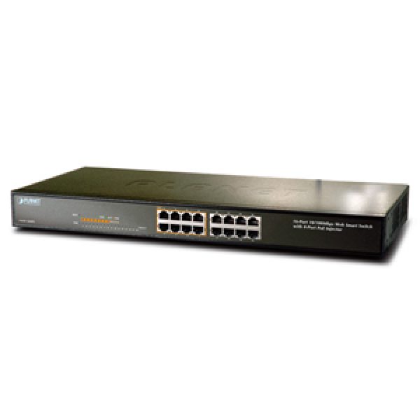 FNSW-1608PS  16-Port 10/100 Ethernet Web/Smart Switch with 8-Port 802.3af PoE Injector (110W)