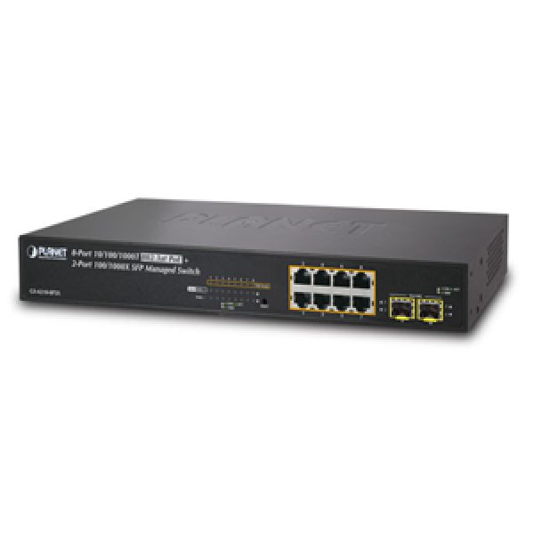 GS-4210-8P2S 8-Port 10/100/1000T 802.3at PoE + 2-Port 100/1000X SFP Managed Switch