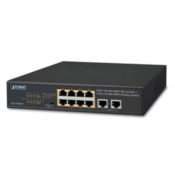 GSD-1008HP  8-Port 10/100/1000T 802.3at PoE + 2-Port 10/100/1000T Desktop Switch (120 watts)
