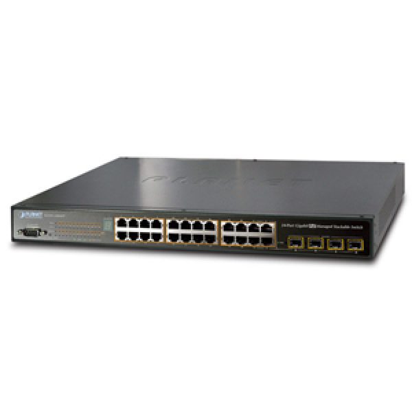 SGSW-24040R 24-Port 10/100/1000TX with 4-Port Shared SFP Managed Stackable Switch w/ -48VDC Redundant power